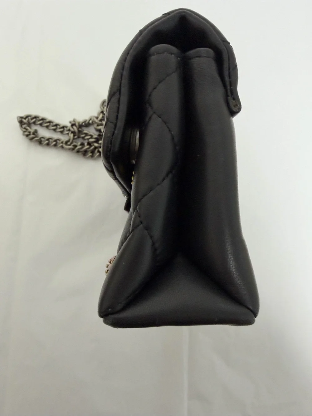 Kurt Geiger London Mini Kensington Black Quilted Bag Multicolor Flower Studs